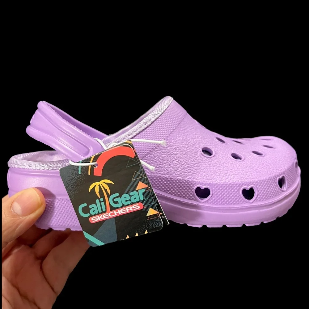 Skechers Toddler Girls Faux‎ Fur Lined Clog Size 8-10 Pink Lavander White